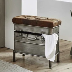 Ablagebank Octavia - 51x34x48 cm - Kunstleder/Stahl