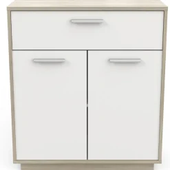 Ablageschrank Leontien 2 Flügeltüren und 1 Schublade Kronberg Eiche/Mattweiß