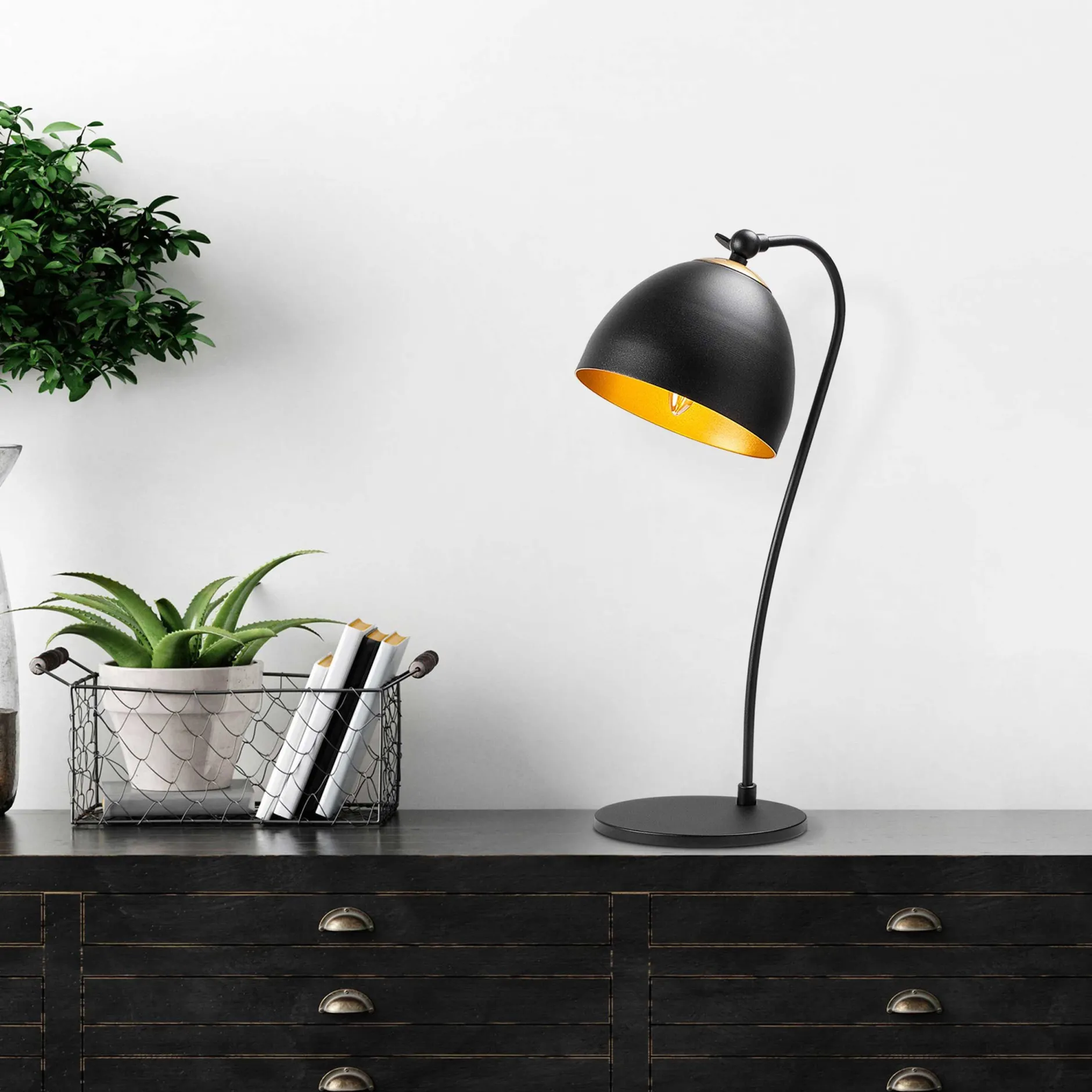 Acuka Tischlampe | METALLGEHÄUSE | Schwarz, Gold