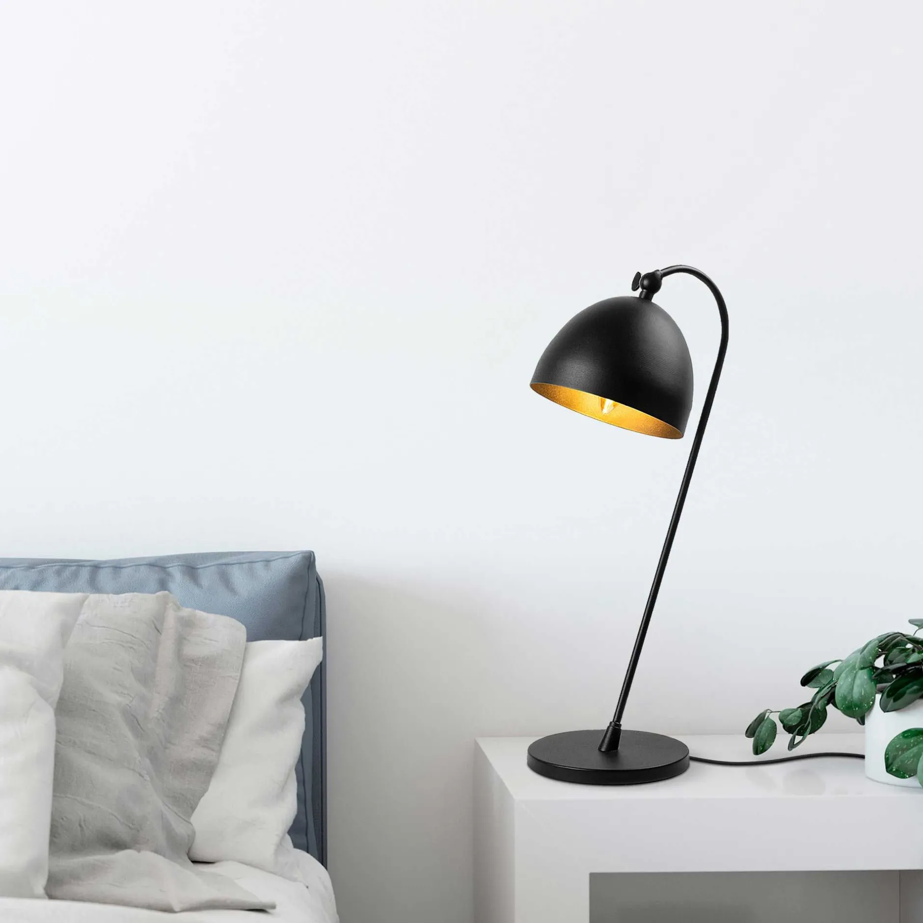 Acuka Tischlampe | METALLGEHÄUSE | Schwarz, Gold