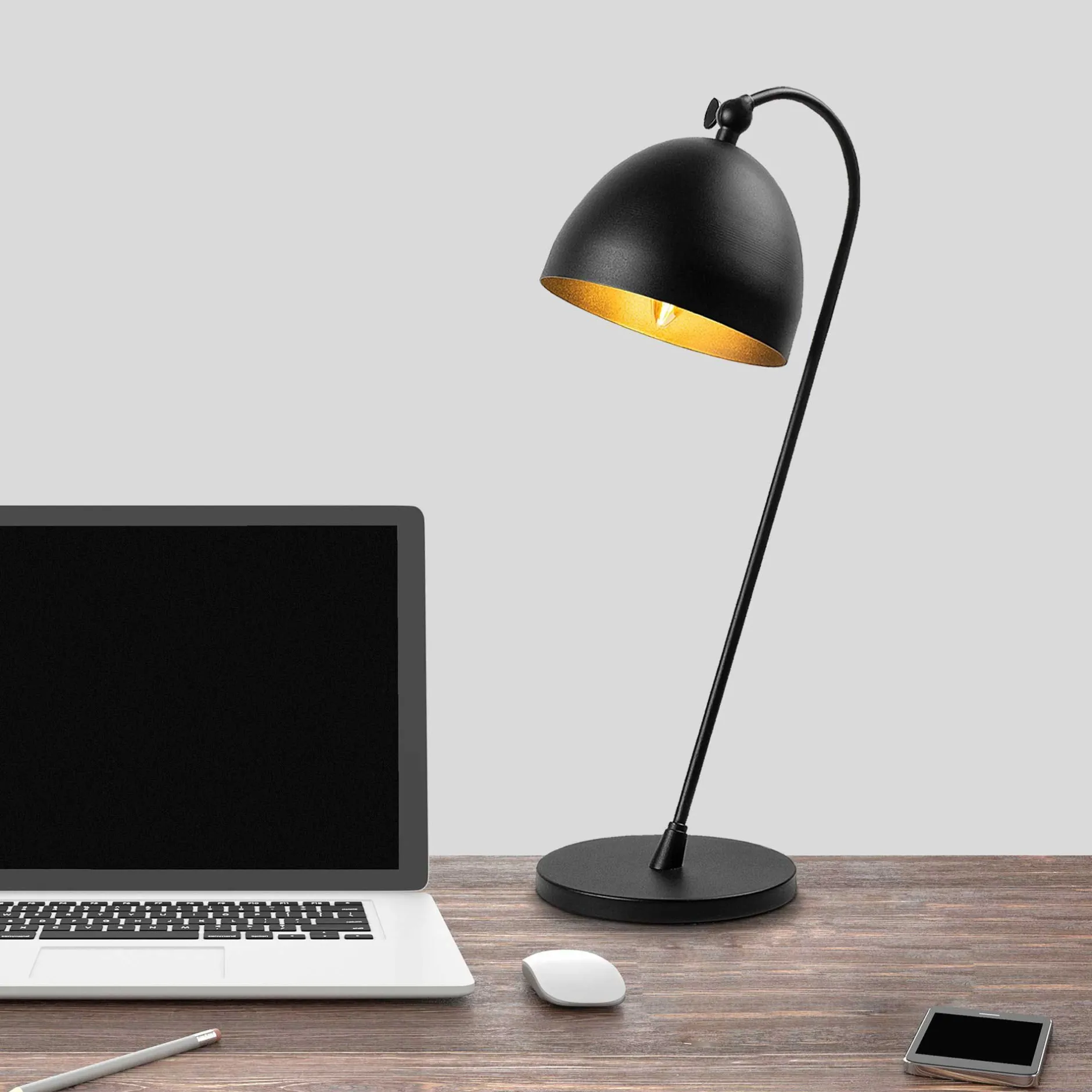 Acuka Tischlampe | METALLGEHÄUSE | Schwarz, Gold