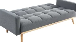 Adana Graues Schlafsofa | Eukalyptusgestell | Kaltschaummatratze | 84x214x84cm