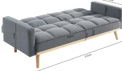 Adana Graues Schlafsofa | Eukalyptusgestell | Kaltschaummatratze | 84x214x84cm