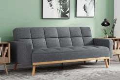 Adana Graues Schlafsofa | Eukalyptusgestell | Kaltschaummatratze | 84x214x84cm
