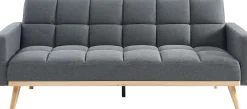Adana Graues Schlafsofa | Eukalyptusgestell | Kaltschaummatratze | 84x214x84cm