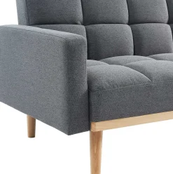 Adana Graues Schlafsofa | Eukalyptusgestell | Kaltschaummatratze | 84x214x84cm