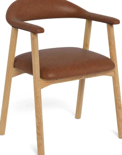Addi Esszimmerstuhl mit Armlehne in PU Retro Brandy 691B FR, Untergestell Eiche