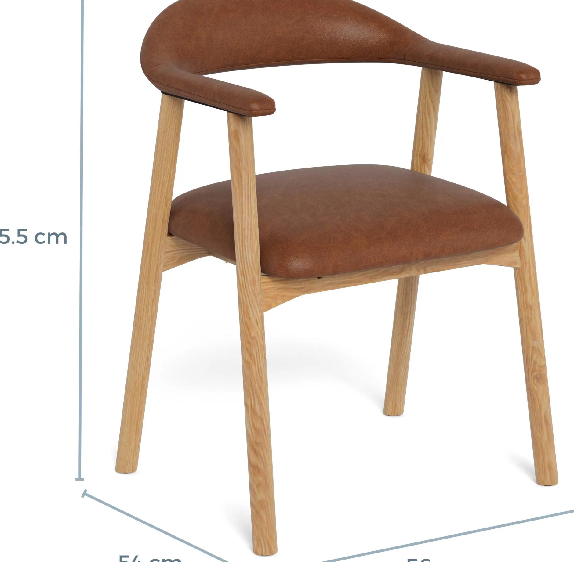 Addi Esszimmerstuhl mit Armlehne in PU Retro Brandy 691B FR, Untergestell Eiche