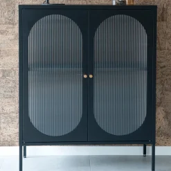 Adelaide Schwarzer Vitrinenschrank 90x35x110 cm