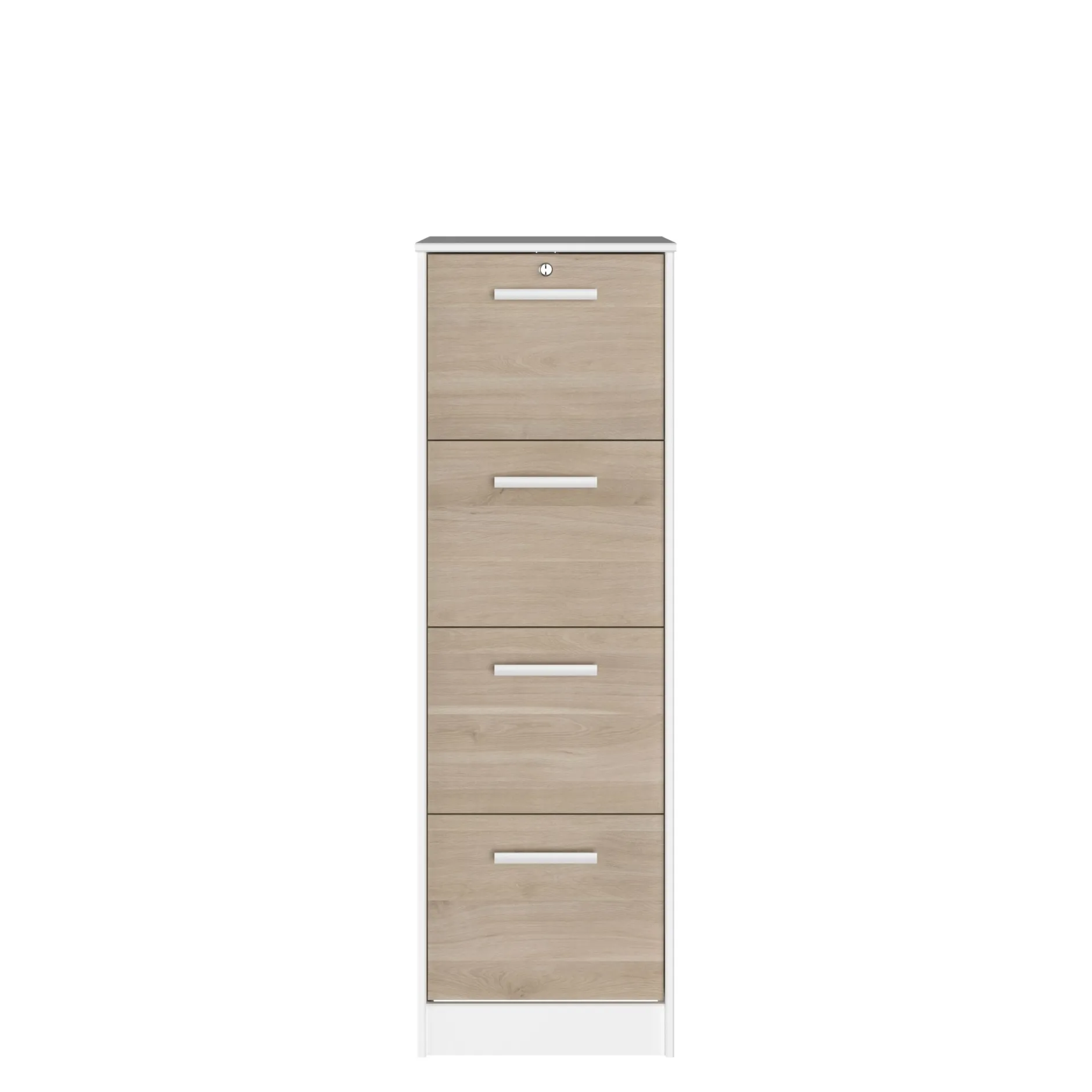 Aktenschrank Sil-138cm-4 Schubladen-weiß/Eiche