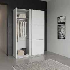 Alhambra Kleiderschrank - 148x60x223,70 cm - Weiß/Spanplatte