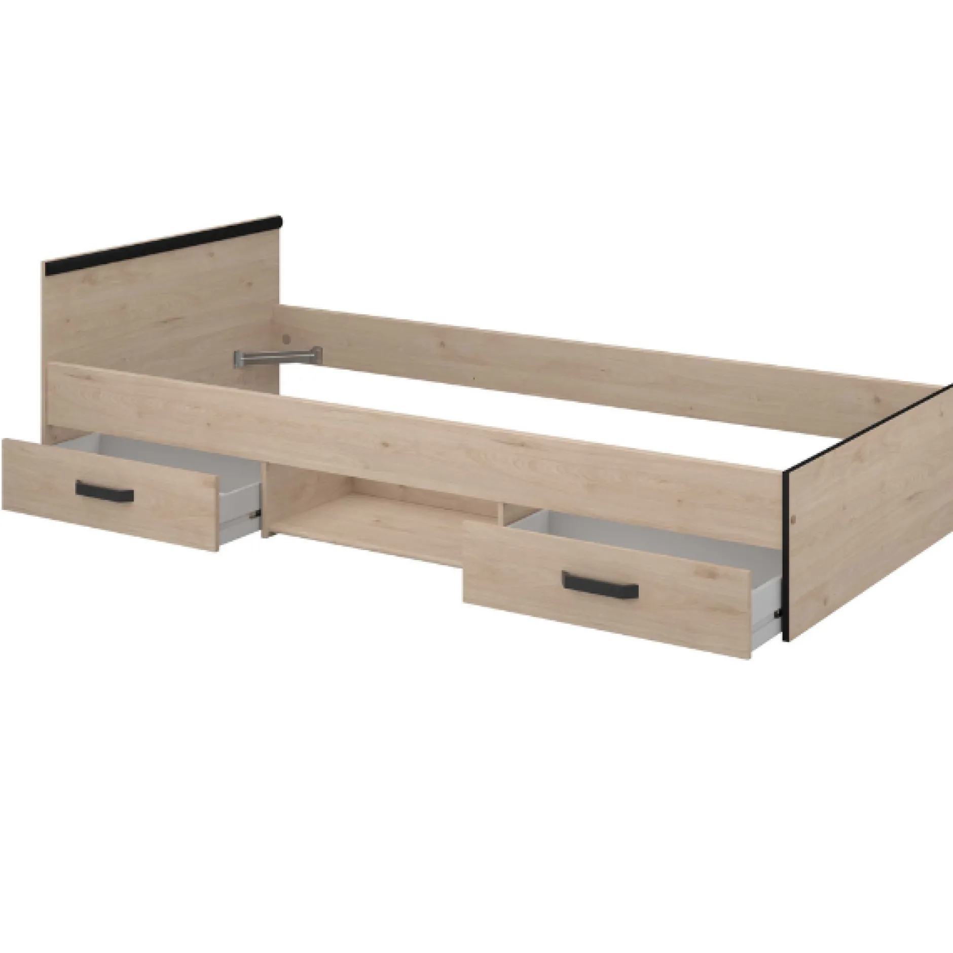 AlmaKinderzimmer : Bett 90x200cm, Nachttisch, Kommode - Eiche Dekor