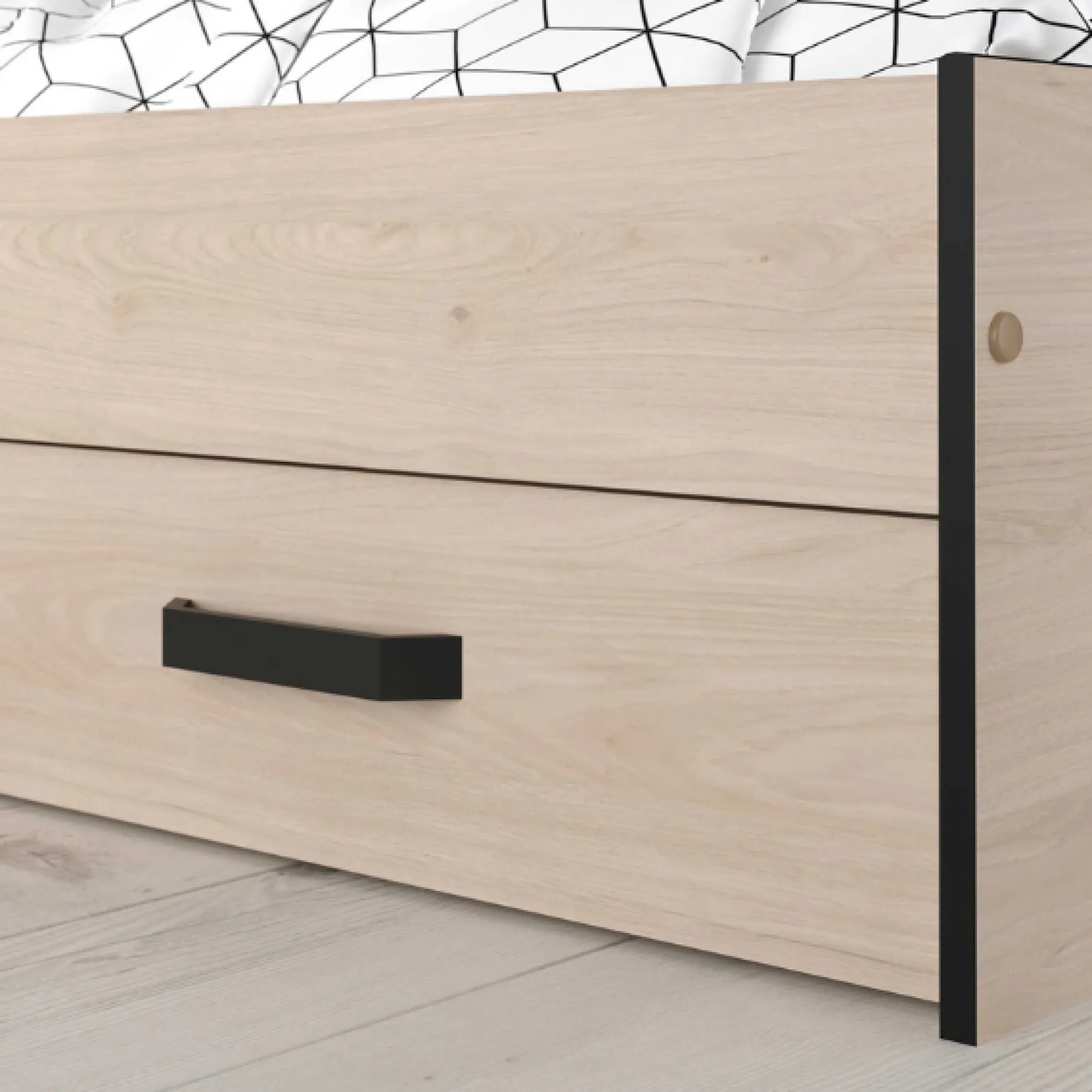AlmaKinderzimmer : Bett 90x200cm, Nachttisch, Kommode - Eiche Dekor