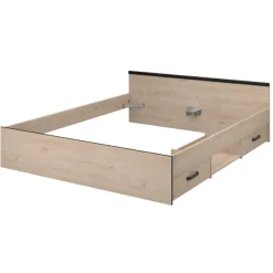 AlmaSchlafzimmer : Bett 140x190cm, Nachttisch, Kleiderschrank - Eichendekor
