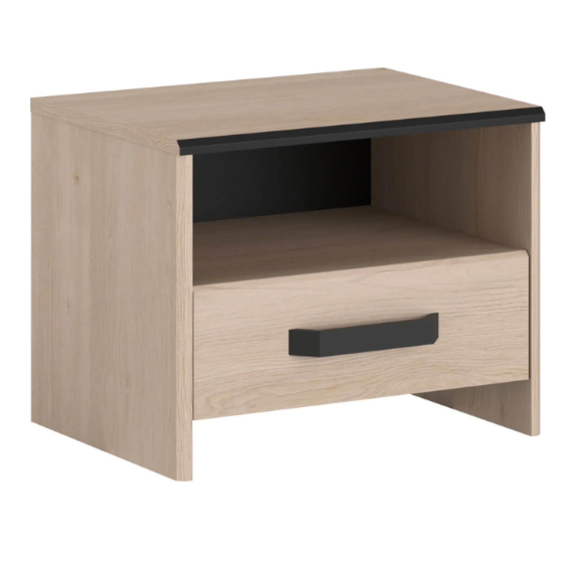 AlmaSchlafzimmer : Bett 140x190cm, Nachttisch, Kleiderschrank - Eichendekor
