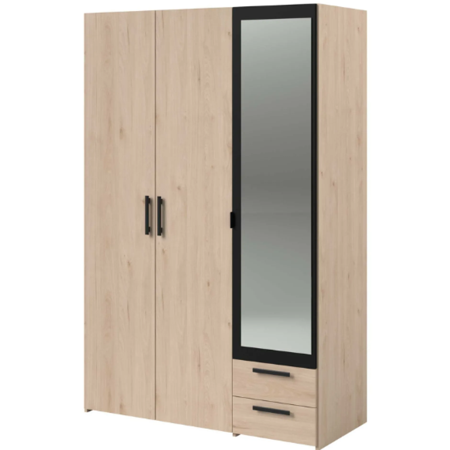 AlmaSchlafzimmer : Bett 140x190cm, Nachttisch, Kleiderschrank - Eichendekor