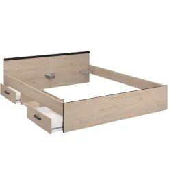 AlmaSchlafzimmer : Bett 140x190cm, Nachttisch, Kleiderschrank - Eichendekor