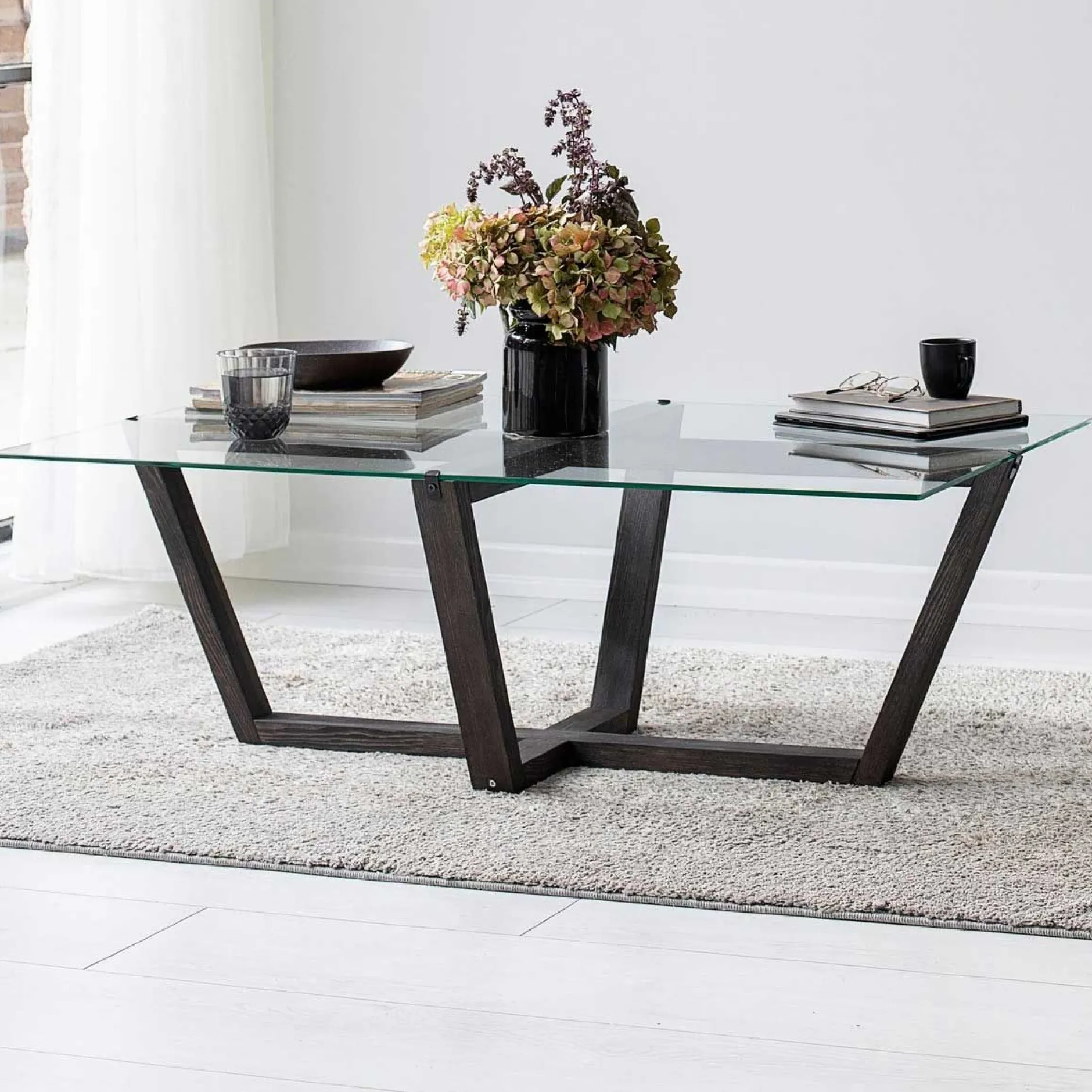 Amalfi Couchtisch | GEHÄRTETES GLAS | Anthrazit