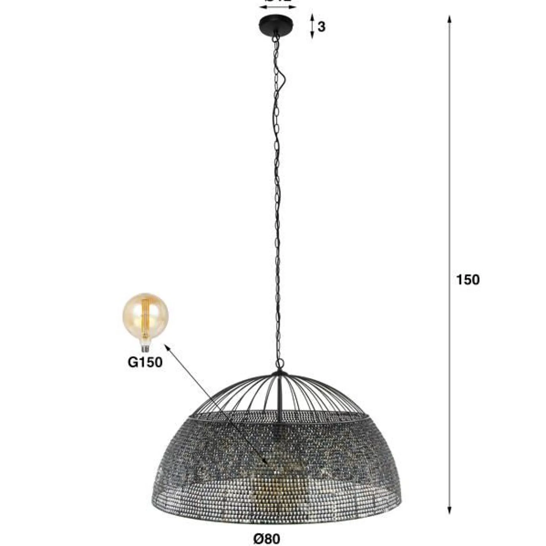 Amory Hängeleuchte für 1 Lichtquelle-schwarz/braun
