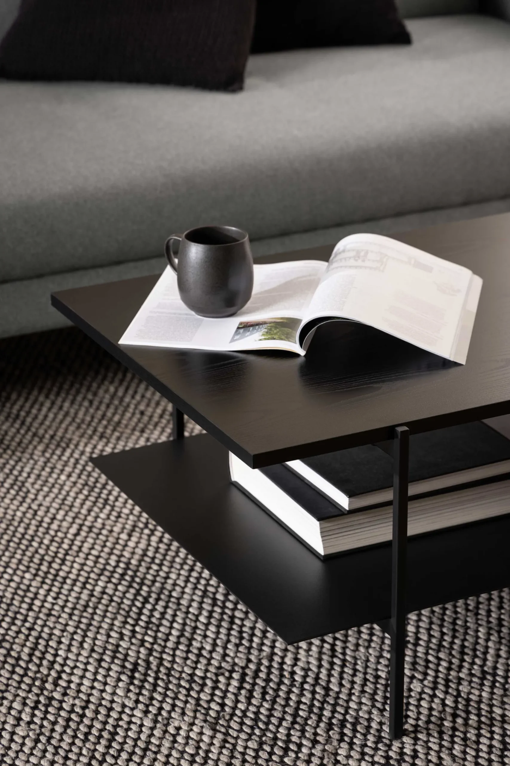 Angus Rechteckiger Couchtisch - Esche schwarz Melamin | 115x60x40cm