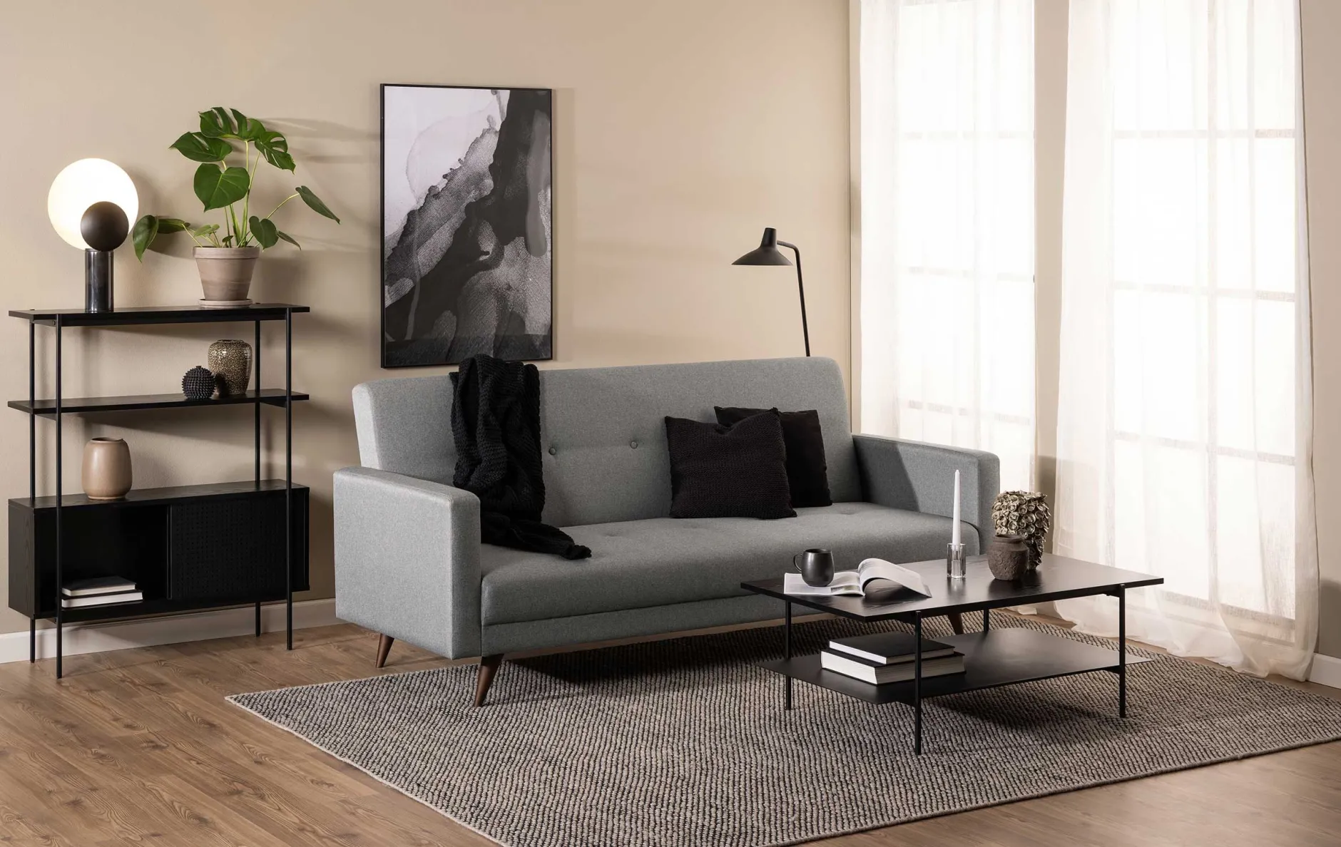 Angus Rechteckiger Couchtisch - Esche schwarz Melamin | 115x60x40cm