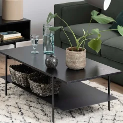 Angus Rechteckiger Couchtisch - Esche schwarz Melamin | 115x60x40cm