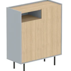 Anjes Schuhschrank 2 Flügeltüren, 1 offenes Fach und 4 Einlegeböden - Eiche hell/celadongrau