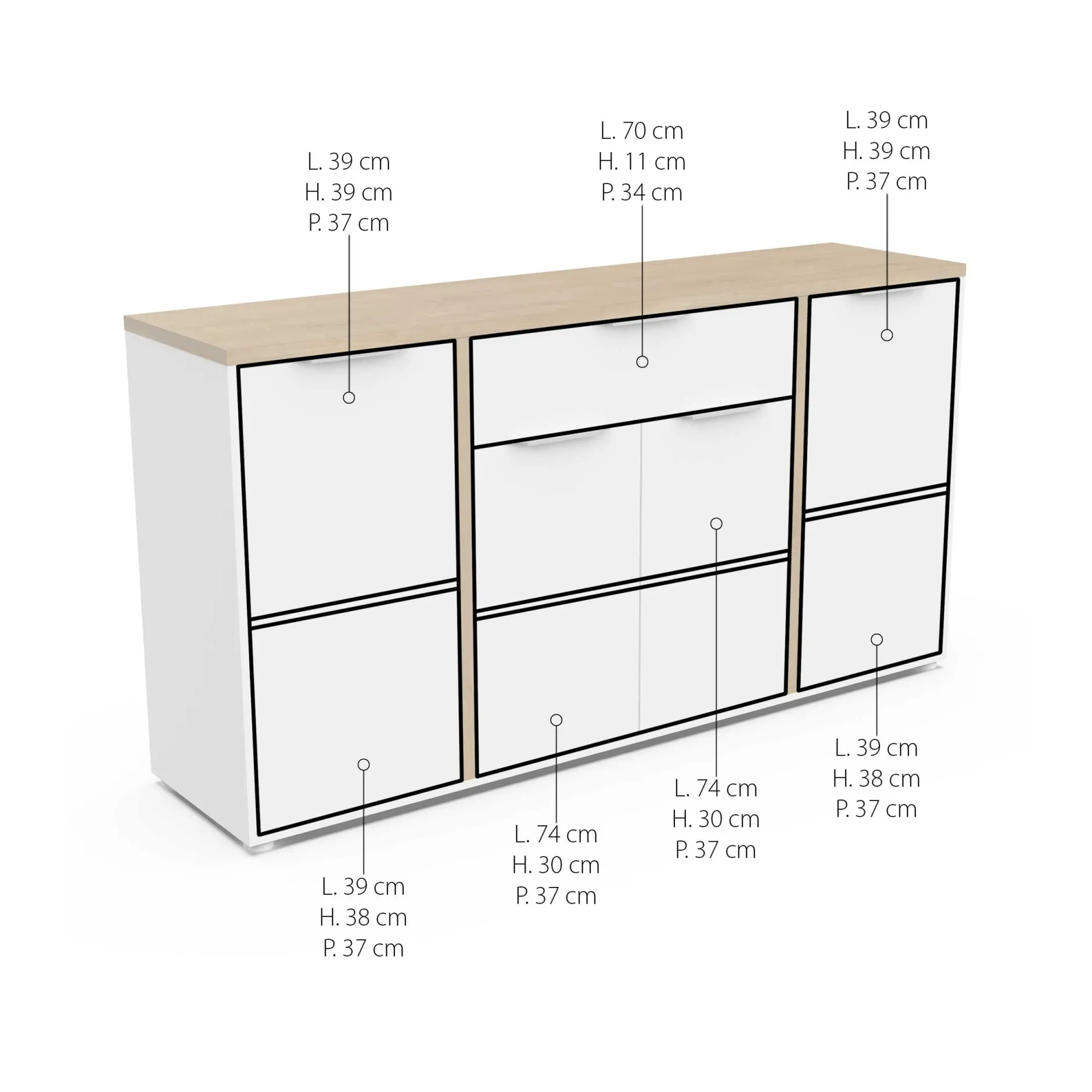 Anrichte Access | 160,7 x 39,6 x 85,6 cm | Weiß