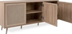 Anrichte Bilal 150cm 3 Türen - Eiche/rafia
