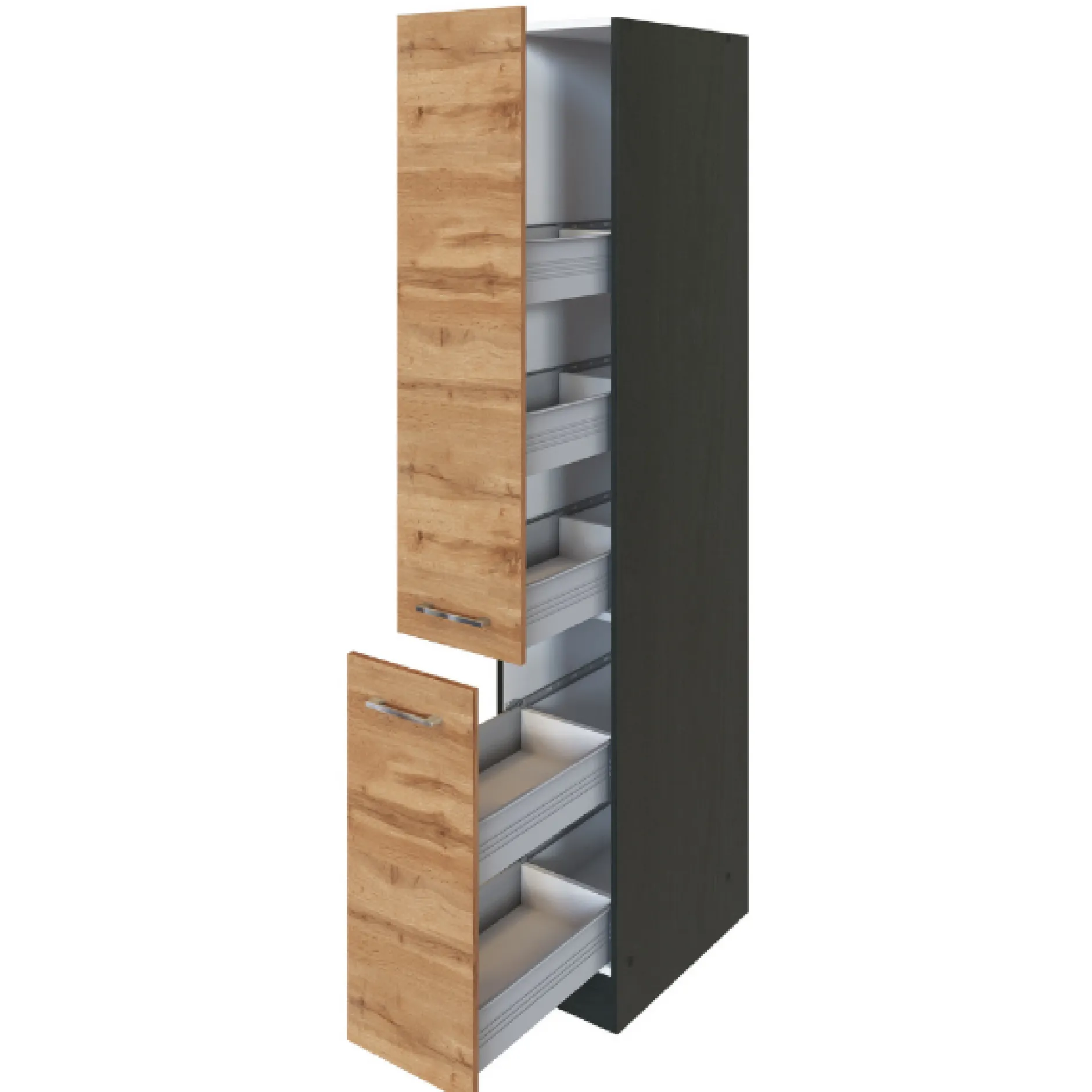 Apothekerschrank Sorrella 30cm 2 Schubladen - Eiche/Graphit
