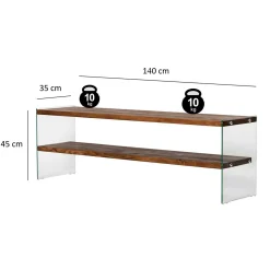 Aqua TV TV-Ständer | GEHÄRTETES GLAS | Natürlich