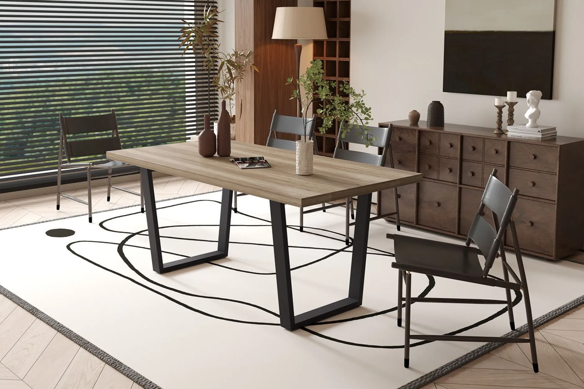 Armin 180cm Mango Dekotisch mit Metallfüßen - H75 x B180 x T90 cm
