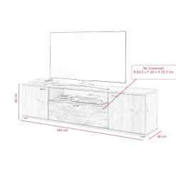 Atnalta TV-Schrank 180x40 cm-Handwerklich/gebranntes Holz