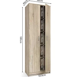 Aufbewahrungsschrank Ray 60cm mit 2 Türen und 4 Einlegeböden - Sonoma Eiche