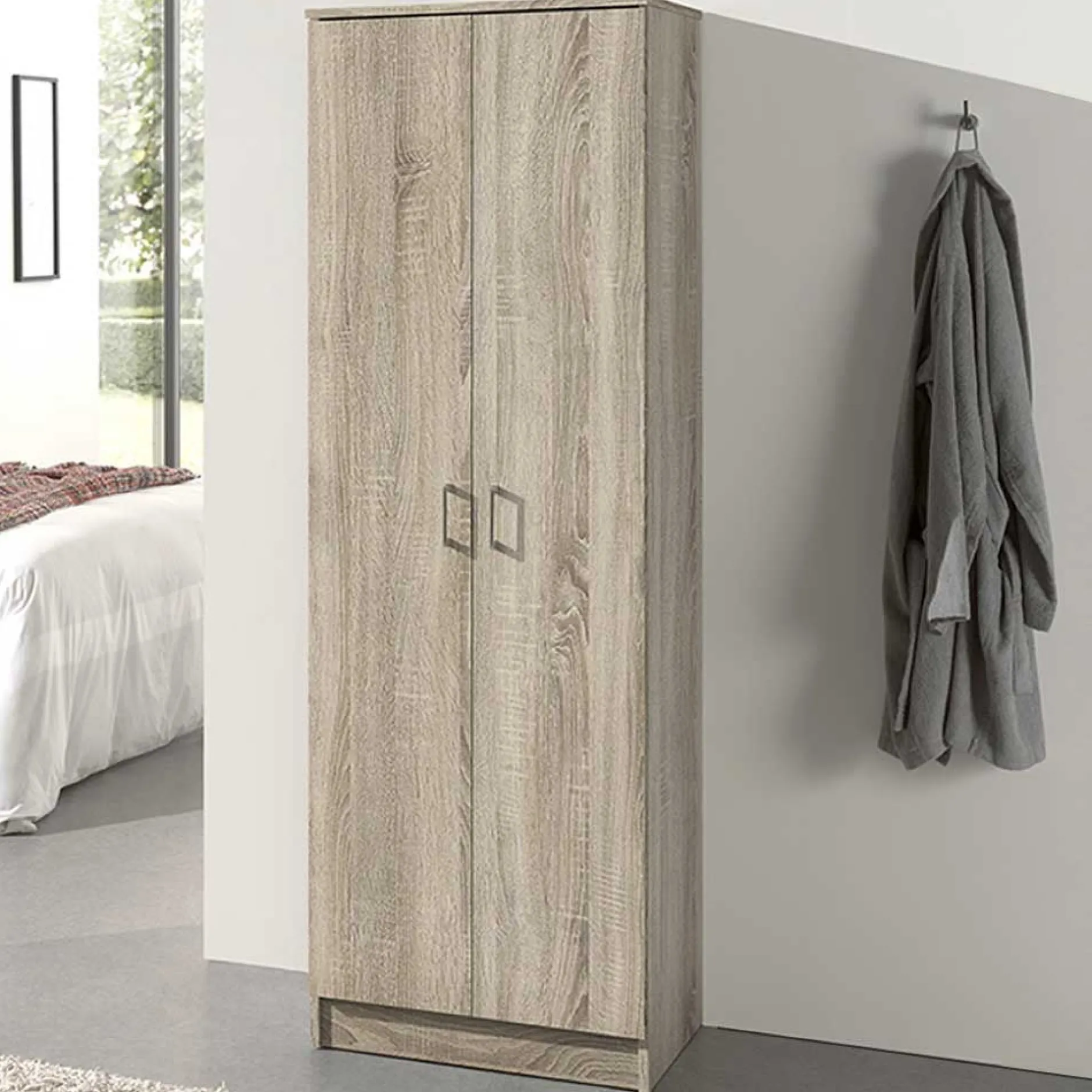 Aufbewahrungsschrank Ray 60cm mit 2 Türen und 4 Einlegeböden - Sonoma Eiche