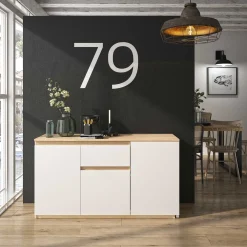 Ausziehbarer Eckschreibtisch Gibral 155x136cm - weiß/Eiche Dekor