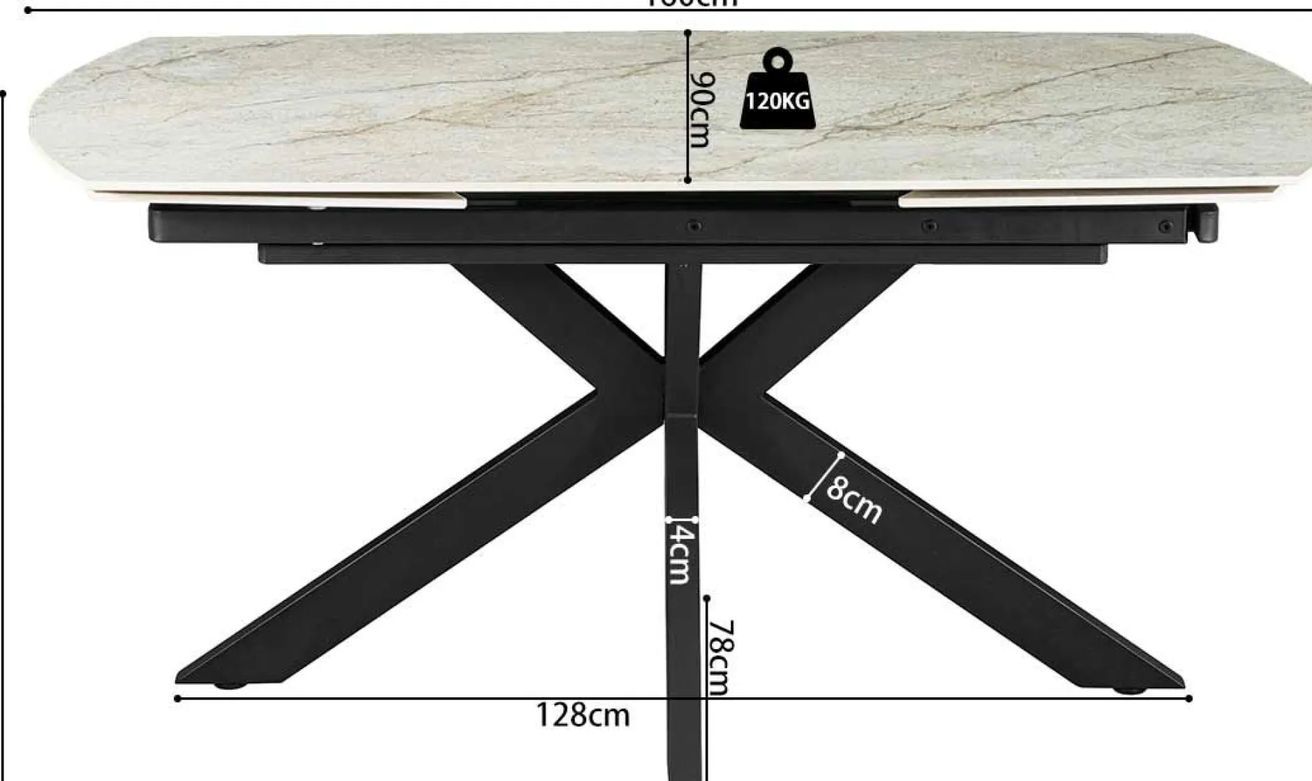 Ausziehbarer Esstisch Aries - 160/240x90x77cm - gesinterter Stein - beige
