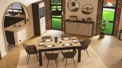 Ausziehbarer Esstisch Aubrey - 170-230x90x77cm - Eiche Dekor/schwarz