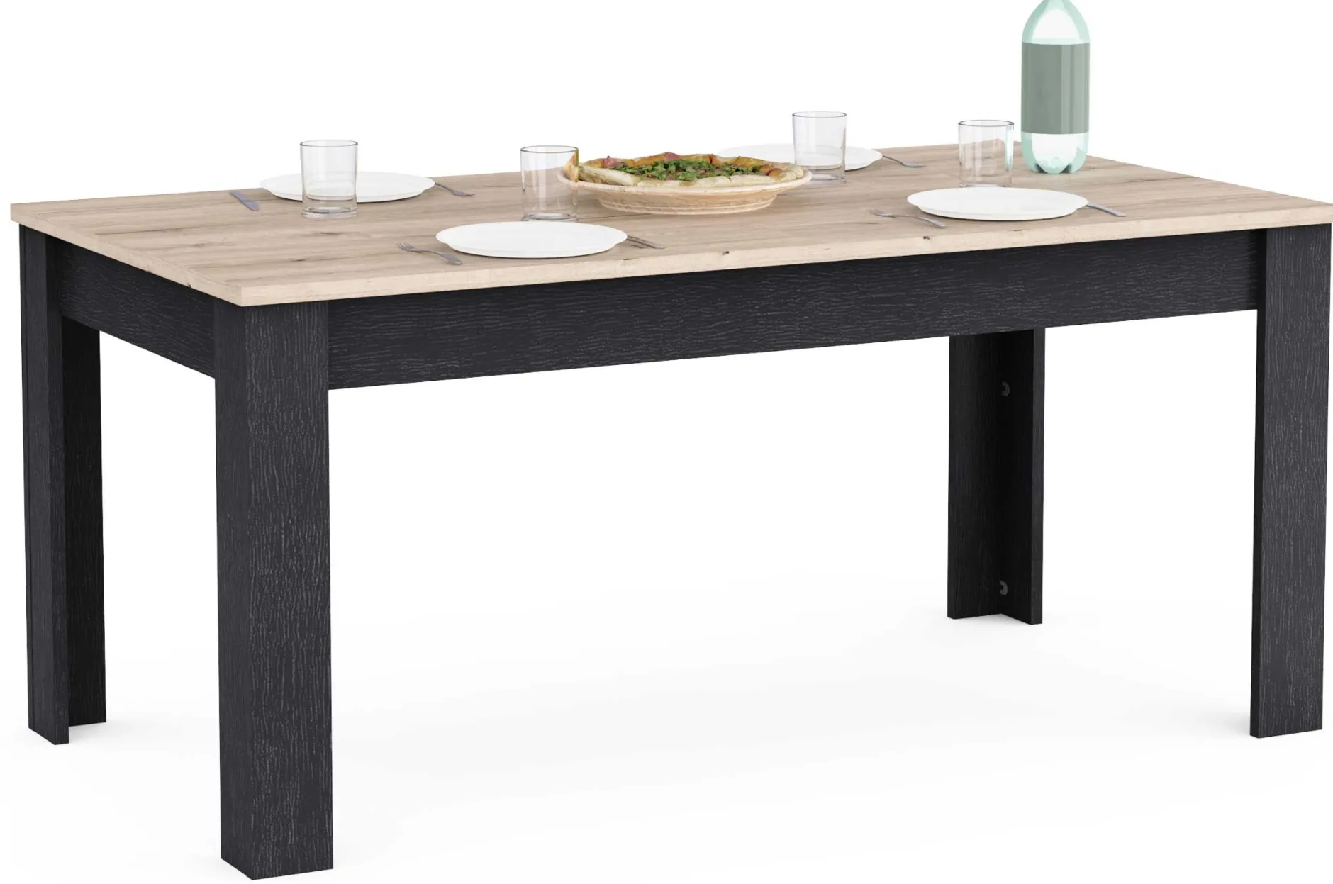 Ausziehbarer Esstisch Aubrey - 170-230x90x77cm - Eiche Dekor/schwarz