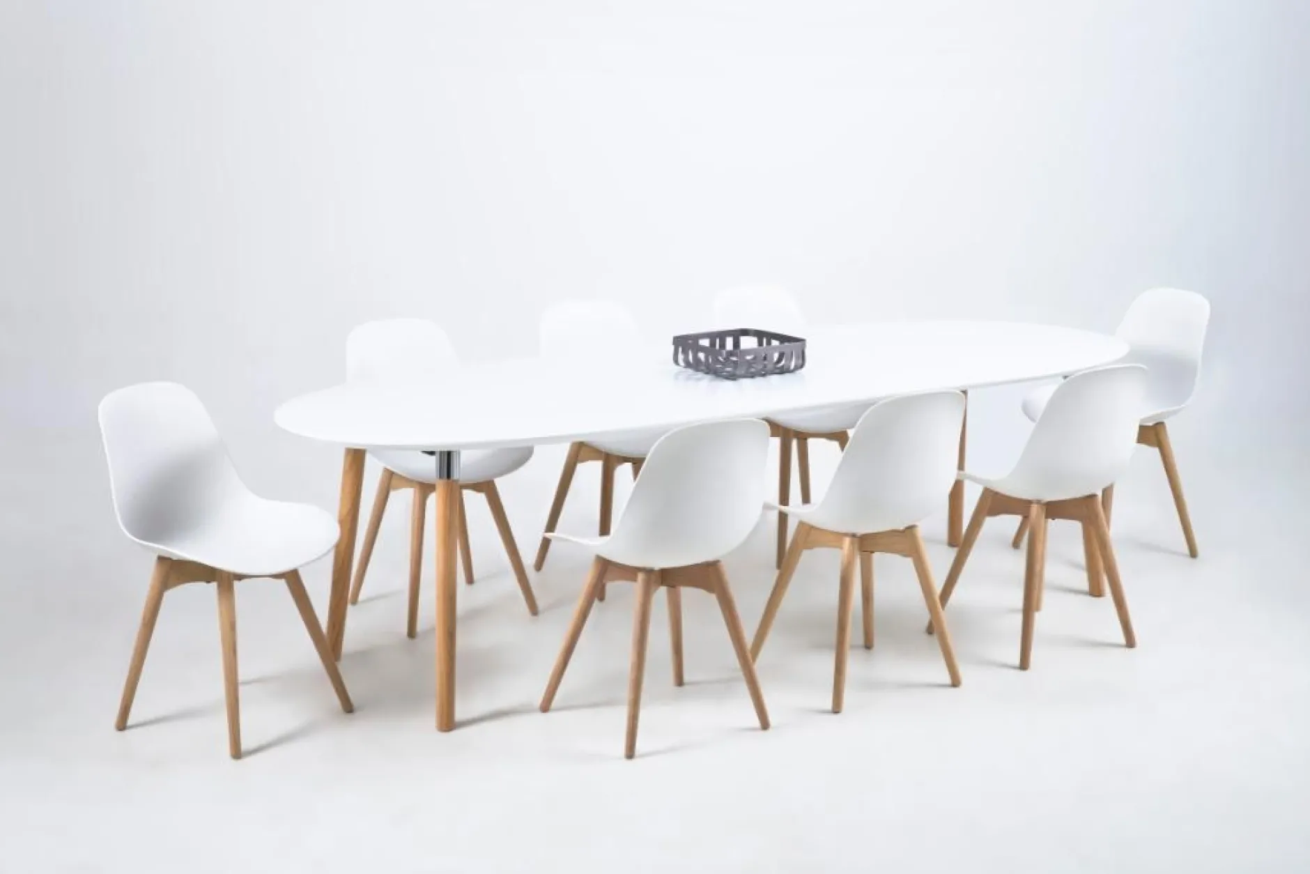 Ausziehbarer Esstisch Benjamin 170/270x100cm - weiß/ Eiche