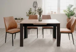 Ausziehbarer Esstisch Birma - 125/165x80x75cm - Artisan Eiche/schwarz