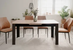 Ausziehbarer Esstisch Birma - 160/200x80x75cm - Artisan Eiche/schwarz