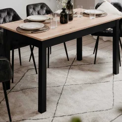 Ausziehbarer Esstisch Coburg 140/180 x 80cm - Eiche Dekor/schwarz