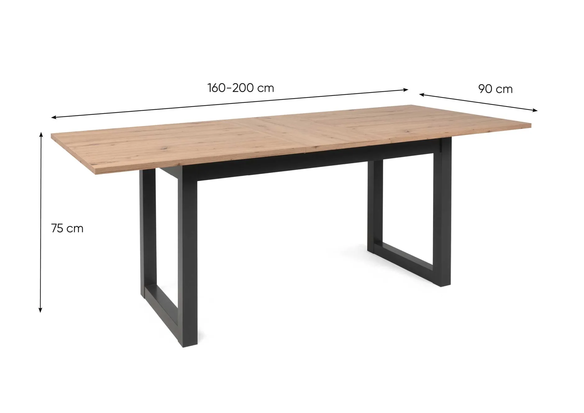 Ausziehbarer Esstisch Damon 160/200x90 - Eiche/anthrazit