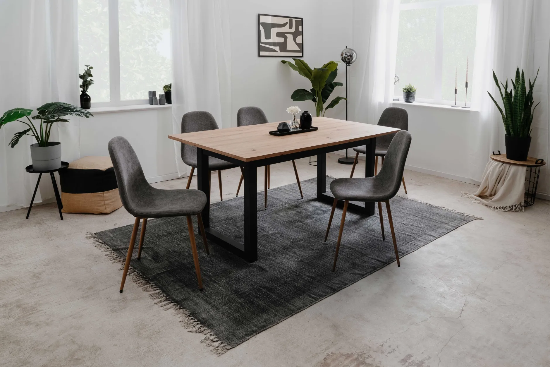 Ausziehbarer Esstisch Damon 160/200x90 - Artisan Eiche/Anthrazit