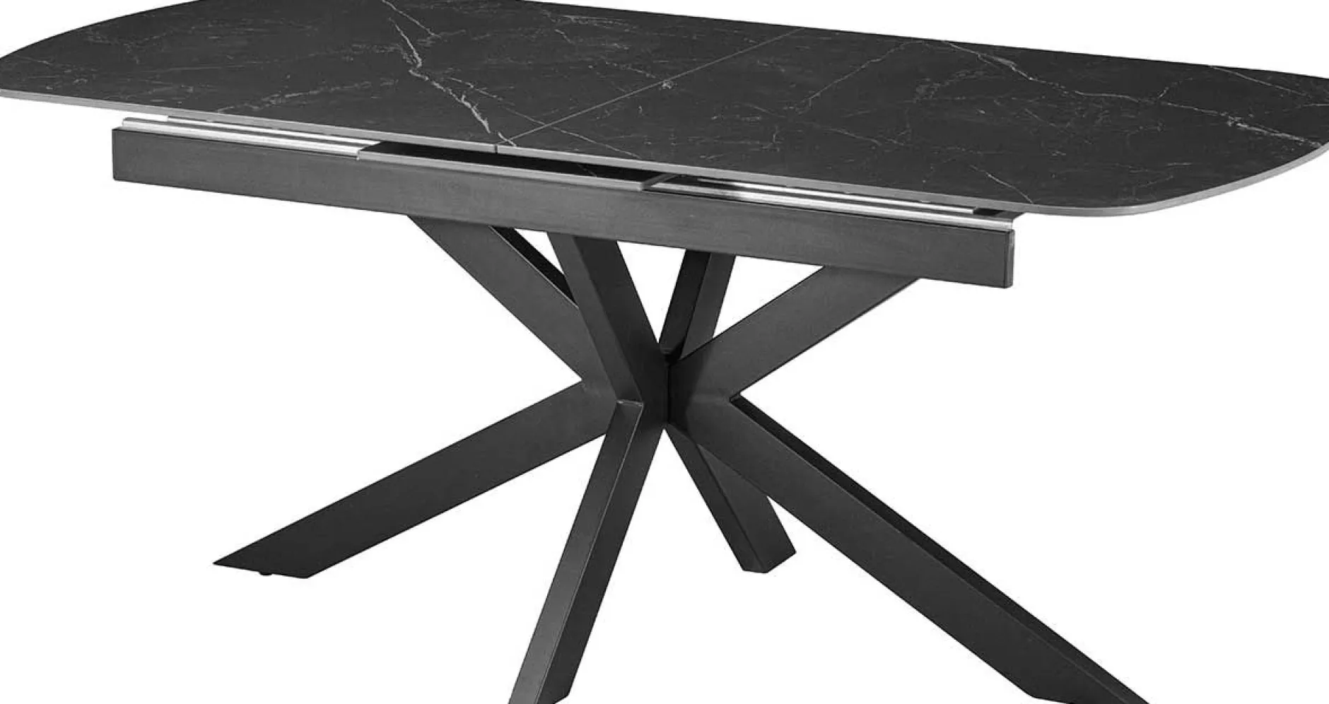 Ausziehbarer Esstisch Hestia - 180/220x90x76cm - gesinterter Stein - schwarzer Marmor