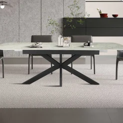 Ausziehbarer Esstisch Hestia - 180/220x90x76cm - gesinterter Stein - beige