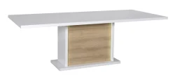 Ausziehbarer Esstisch Kaia 180/225x100 - Hochglanz weiß/Eiche