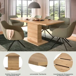 Ausziehbarer Esstisch Motion von Emob in Artisan-Optik 150-190x76x90 cm