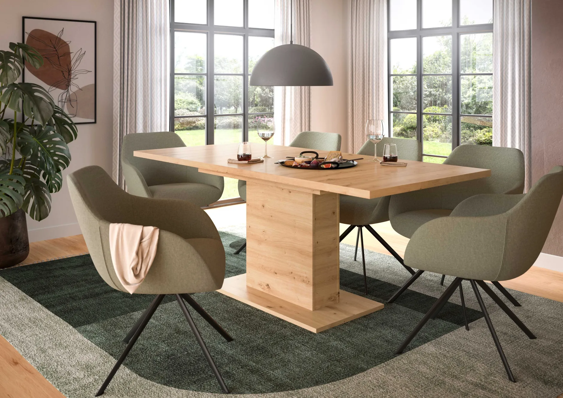 Ausziehbarer Esstisch Motion von Emob in Artisan-Optik 150-190x76x90 cm